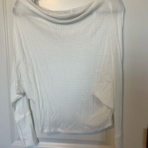 White Waffle Knit Long Sleeve Top